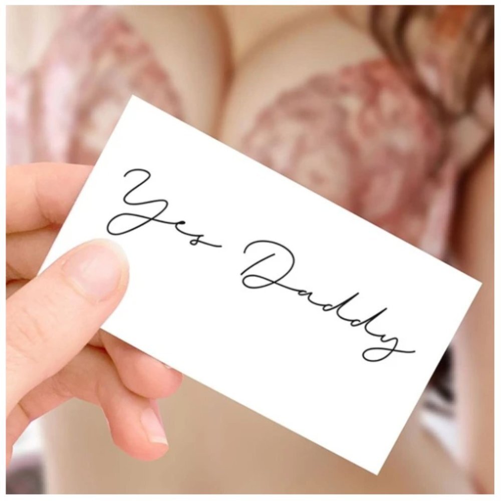 Yes Daddy Temporary Tattoo Sticker Script Black Minimalist Party Favor Novelty